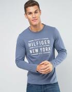 Tommy Hilfiger Long Sleeve Top With New York Print In Blue - Blue