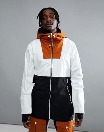 Wear Color Block Snow Jacket In White - White