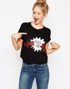 Asos Holidays Cropped T-shirt With Pull Me Print - Black