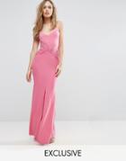 Club L Cami Maxi Dress With Knot Front - Pink