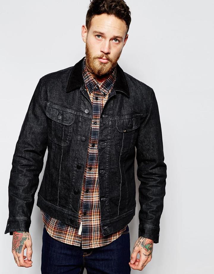 Lee Denim Jacket Stormrider Blanket Lined Black Rinse Wash - Black Rinse