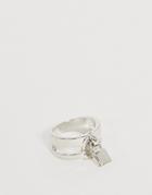 Asos Design Ring With Padlock In Silver Tone - Silver