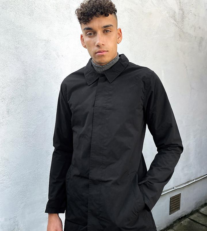 French Connection Tall Lined Funnel Trench Jacket In Black