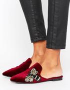 Missguided Embroidered Bee Velvet Mule - Purple