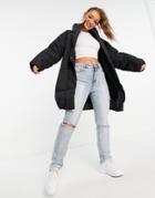 Na-kd High Neck Padded Jacket In Black