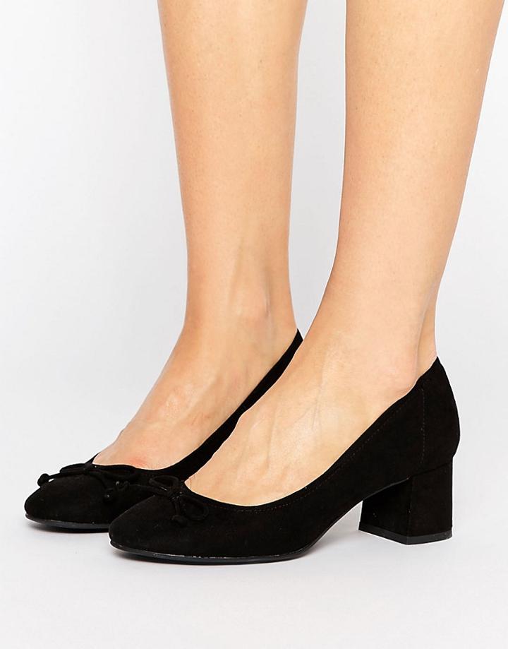 New Look Suedette Heeled Ballet Pump - Black