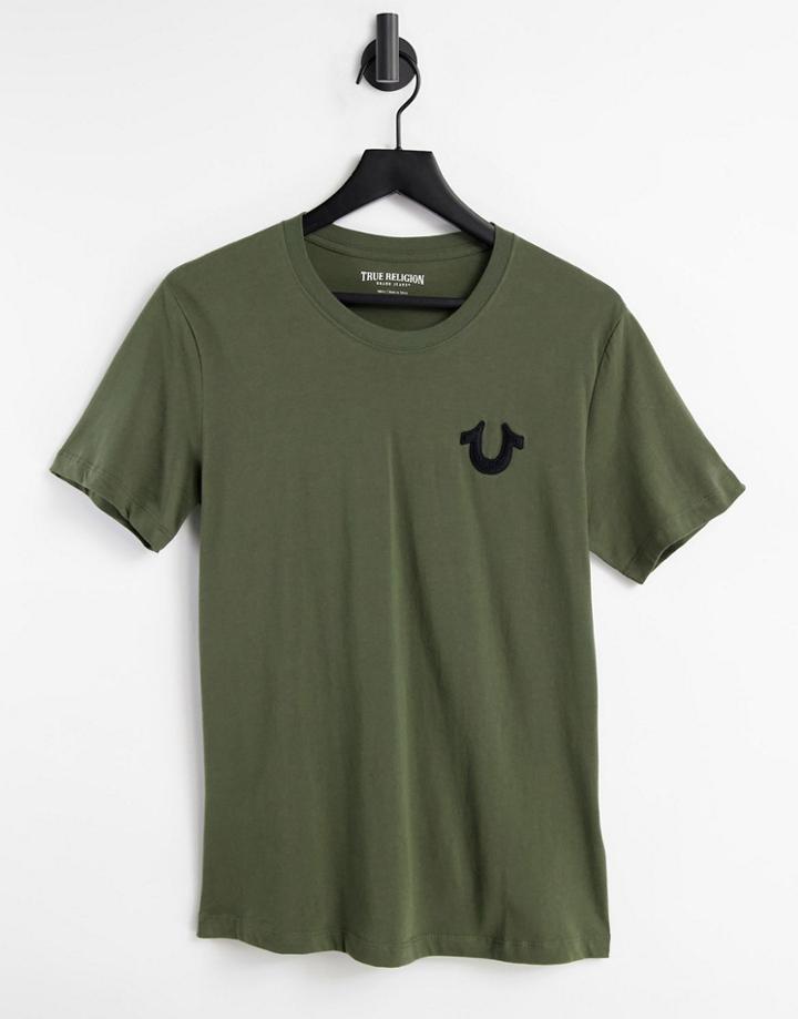 True Religion Logo Crew Neck T-shirt-green