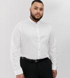 Asos Design Plus Regular Fit White Shirt With Wing Collar & Stud Buttons