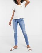 Vero Moda Destroy Jeans In Light Blue-blues
