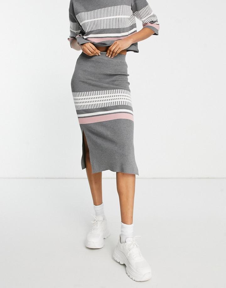 Native Youth Midi Skirt In Gray-grey