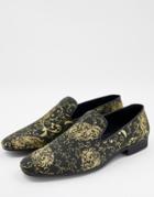 Silver Street Embroidered Slipper Loafers In Gold-multi