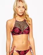 Asos Moroccan Print Macrame Halter Bikini Top - Moroccan Print