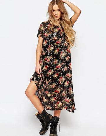 Ebonie N Ivory Sheer Floral Maxi Dress - Multi