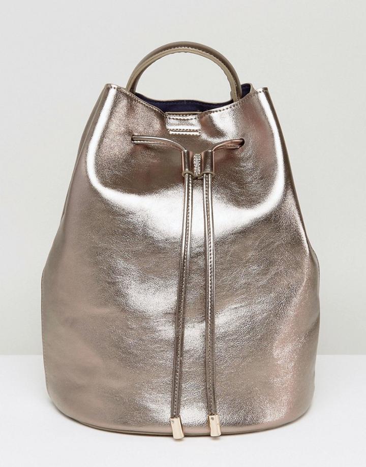 Pieces Rose Gold Bucket Backpack - Gold