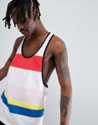 Asos Design Extreme Racer Back Tank With Bright Color Block In White - Multi
