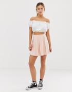 Asos Design Mini Skirt With Box Pleats - Pink