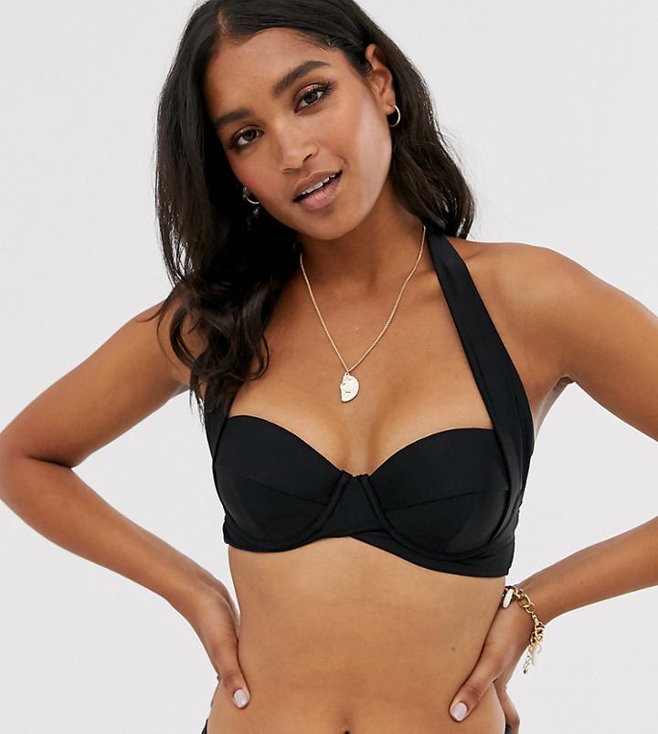 Unique21 Sweetherat Halterneck Cut Away Bikini Top - Black