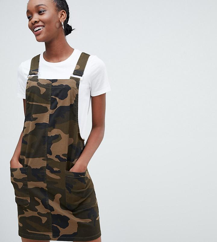 New Look Camo Print Pocket Pinny Dress