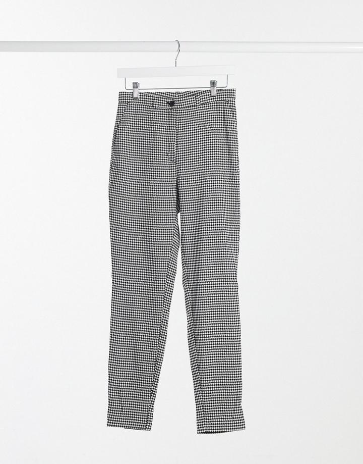 Monki Petra Recycled Slim Pants In Houndstooth-multi