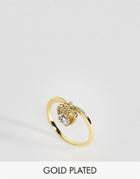 Rock N Rose March Semi Precious Aquamarine Birthstone Ring - Gold