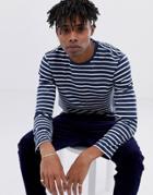 Only & Sons Striped Long Sleeve T-shirt In Navy - Navy