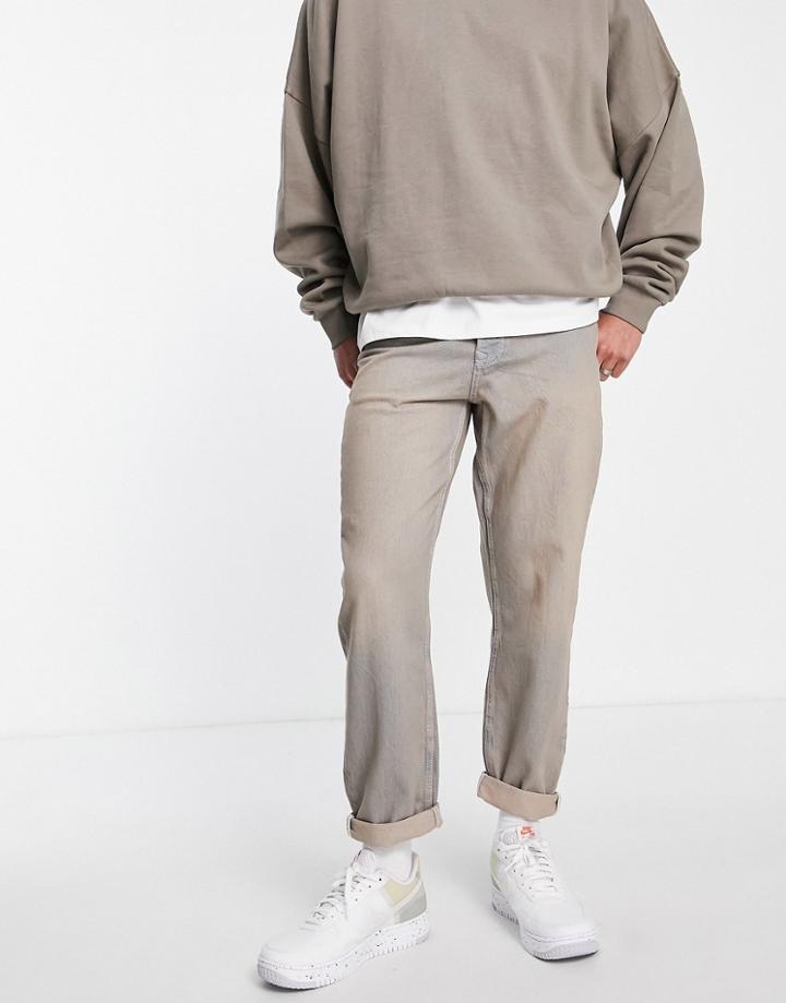 Topman Relaxed Jeans In Tinted Gray