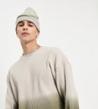 Collusion Oversized Long Sleeve Ribbed T-shirt In Khaki Ombre-green