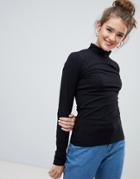 Jdy Long Sleeve Turtleneck Top - Black