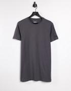 New Look Organic Cotton Longline T-shirt In Dark Gray-grey
