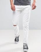 Wrangler Slim Fit Jeans In White Ripped - White