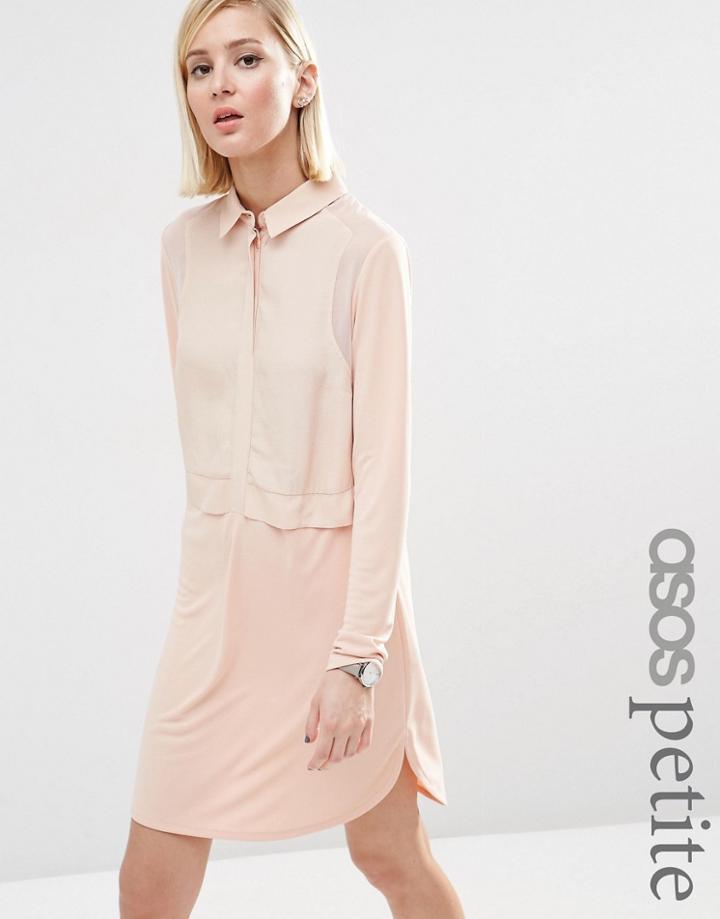 Asos Petite Woven Mix Shirt Dress - Nude