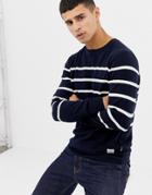 Jack & Jones Originals Knitted Sweater With Stripe - Navy
