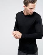 Selected Homme Knitted Crew Neck Sweater In Merino Wool - Black