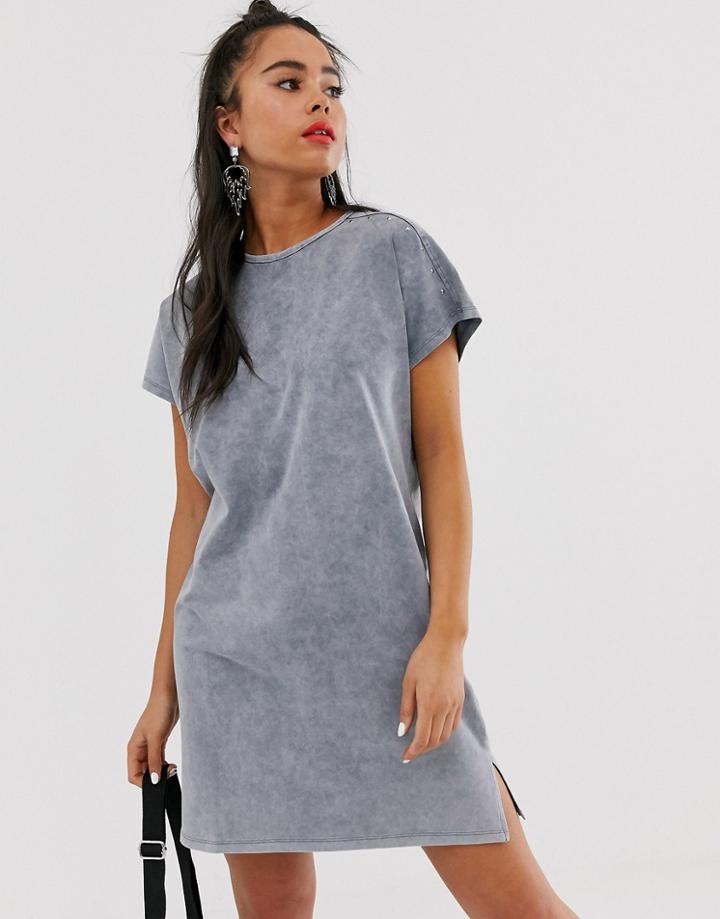 Bershka T-shirt Dress In Gray