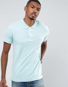 Pull & Bear Short Sleeve Polo In Turquoise - Blue