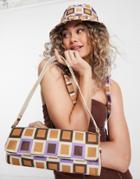 My Accessories London Shoulder Bag In 70s Geometric Print - Part Of A Set-multi