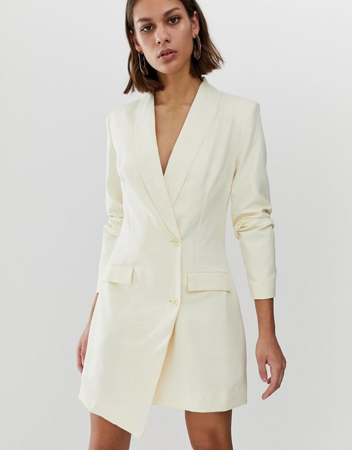 Unique21 Tux Blazer Dress With Gold Buttons - Cream