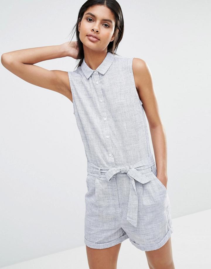 Vila Belted Romper - Folkstone Gray Combo