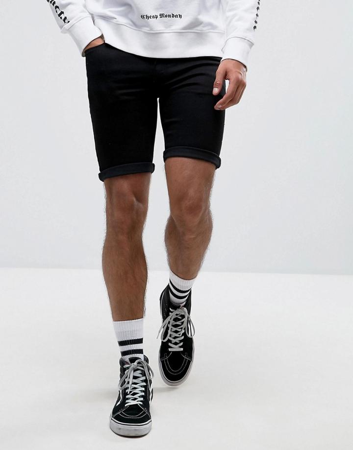 Asos Denim Short In Extreme Super Skinny Black - Black