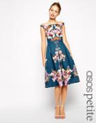Asos Petite Vintage Winter Floral Midi Bardot Dress - Multi