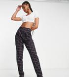 Heartbreak Tall Tailored Peg Leg Pants In Navy And Orange Check