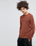 Asos Merino Mix Sweater With Textured Stitch - Orange
