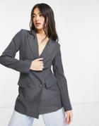 4th & Reckless Double Breasted Suit Blazer In Gray