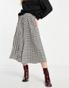Asos Design Satin Pleated Midi Skirt In Geo Print-multi