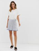 Naf Naf Knitted Mini A Line Skirt With Fringes - Gray