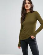 Vero Moda Frill High Neck Top - Green