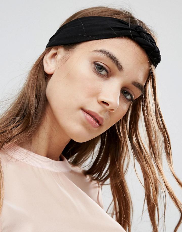 Asos Jersey Braid Turban Headband - Black