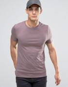 Asos Muscle T-shirt With Crew Neck In Purple - Purple