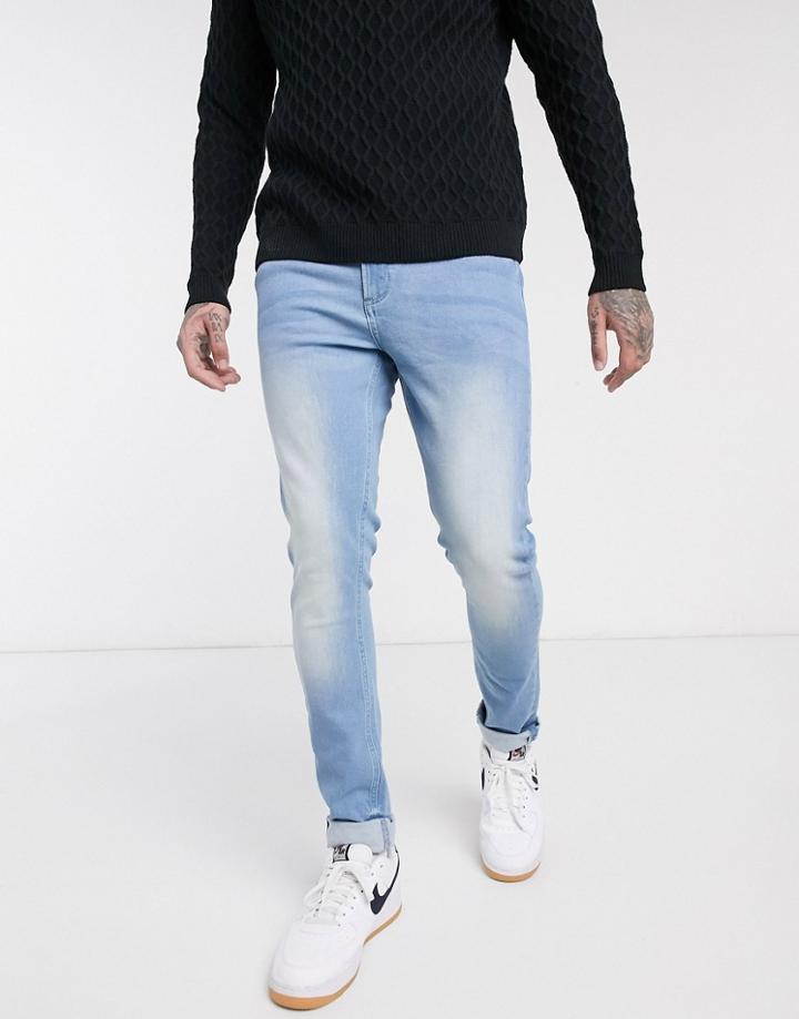 Ldn Dnm Super Skinny Fit Jeans In Blue Wash