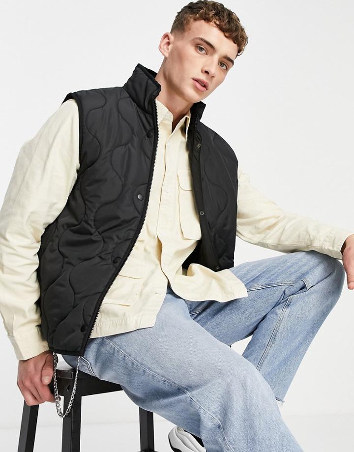 Asos Design Quilted Gilet In Black